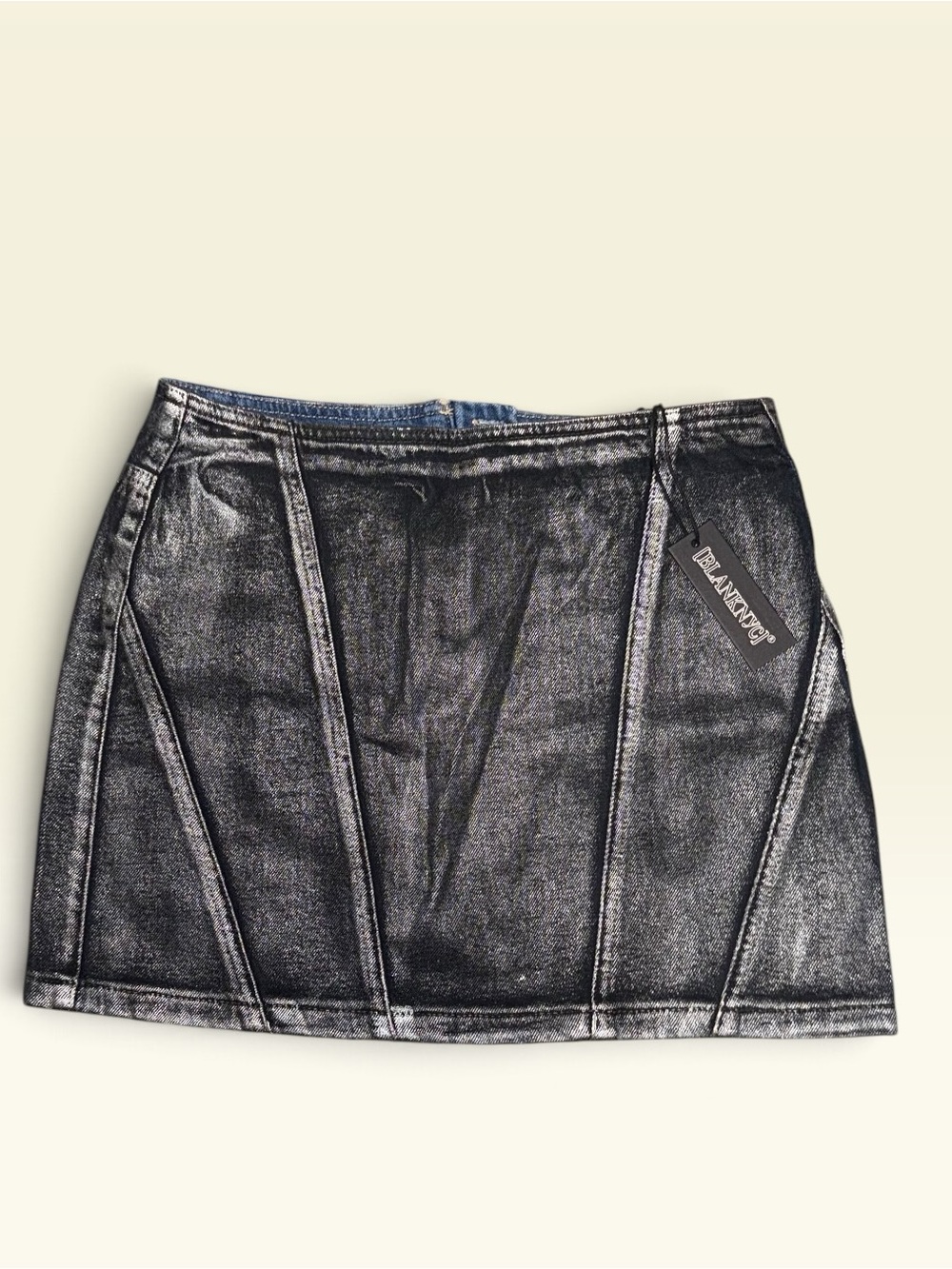 Blank NYC Gunmetal Shimmer Denim Mini Skirt